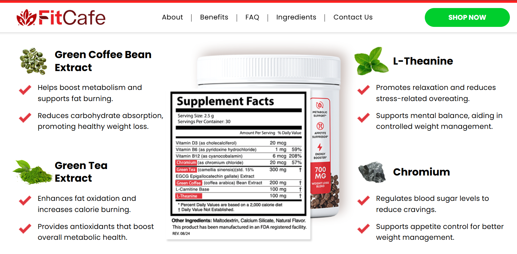 FitCafe Ingredients Image